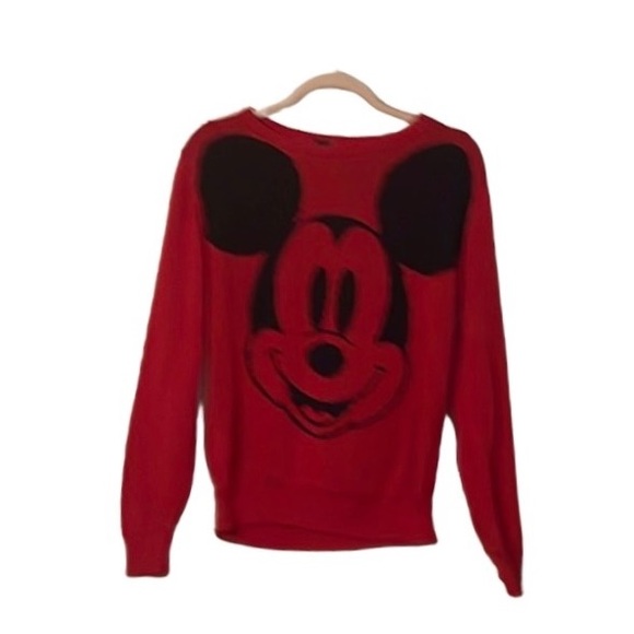 Disney Sweaters - Disney Mickey Mouse Print Red Black Sweater Size: